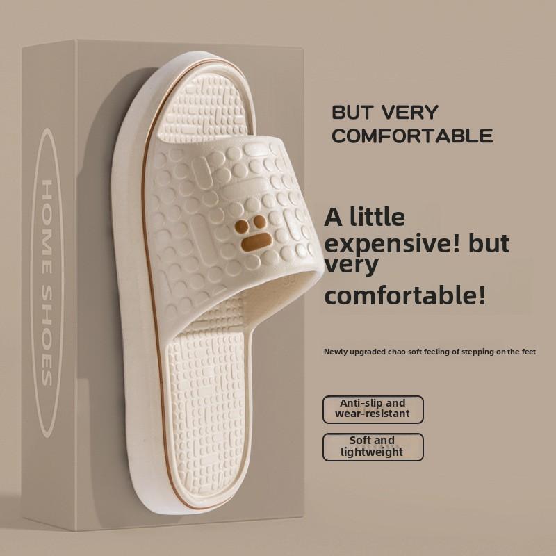 EVA Poop Feeling Slippers for Summer Home, Indoor Bathroom, Anti Slip Thick Bottom Couple Slippers