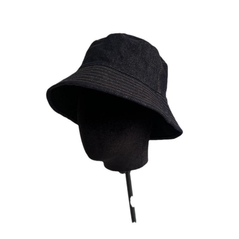 Autumn and winter new double-sided can wear solid color denim bucket hat women's casual fashion versatile sunscreen sunshade basin hat