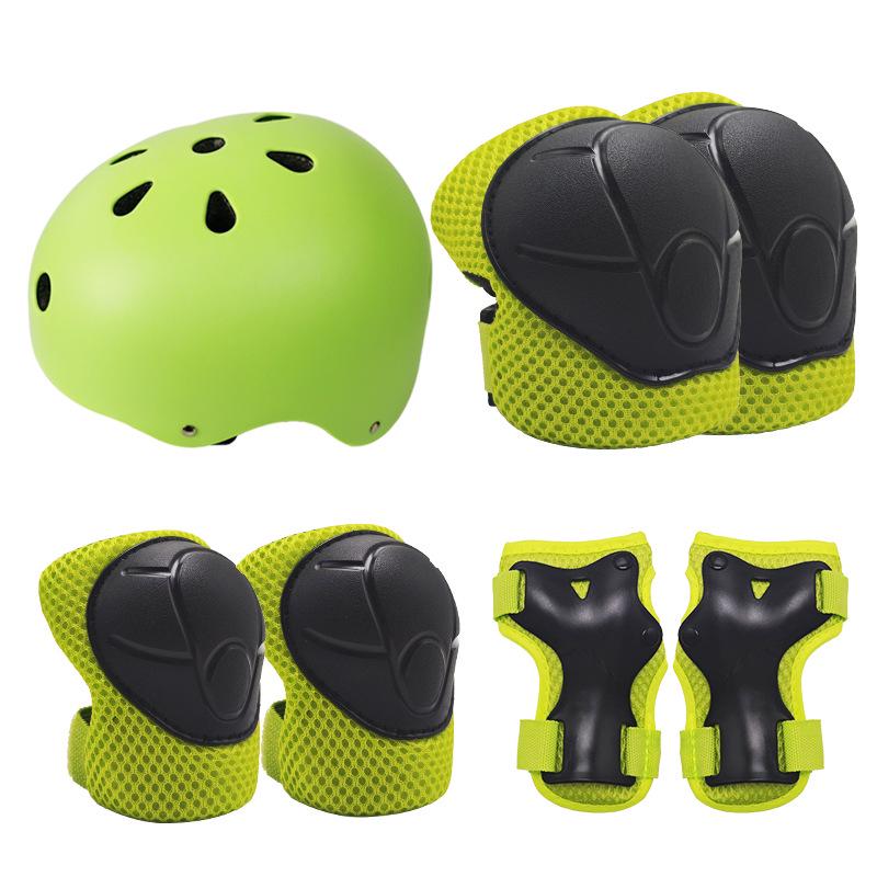 Conjunto de Equipamento de Proteção para Patins de Rodinhas Infantil de 7 Peças: Protetores de Joelho, Pulso e Capacete
