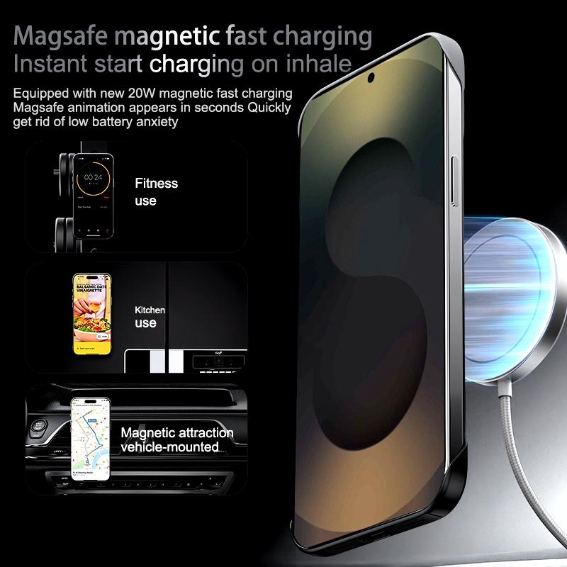 Frameless Magnetic Case For Magsafe Samsung Galaxy S26 S25 Edge S24 S23 S22 Ultra Plus Gradient Color Thin Soft PC Back Cover