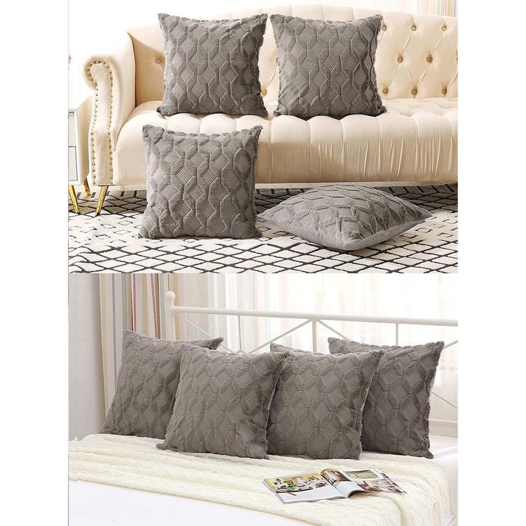 Diamond Quilted Plush Throw Pillow Cover 45x45cm Soft Textured Cushion Case for Sofa Bed Chair Decorative Use