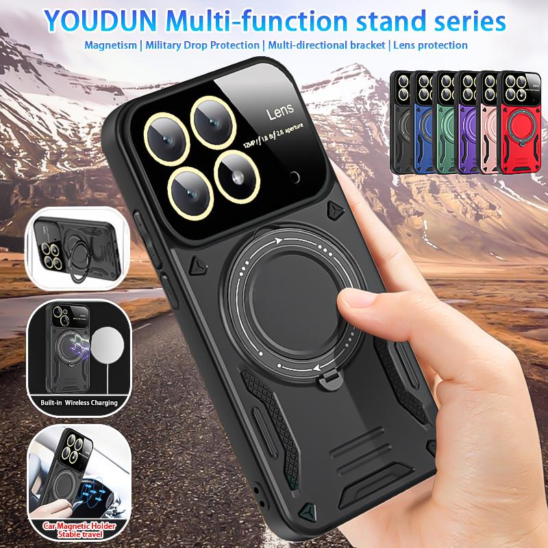 Til Poco X6 Pro Magnetisk Ringstativ Panserdeksel Til Poco F6 Pro X7 X5 X4 X3 NFC M6 M5 C65 Til Magsafe Trådløs Lading Telefondeksel