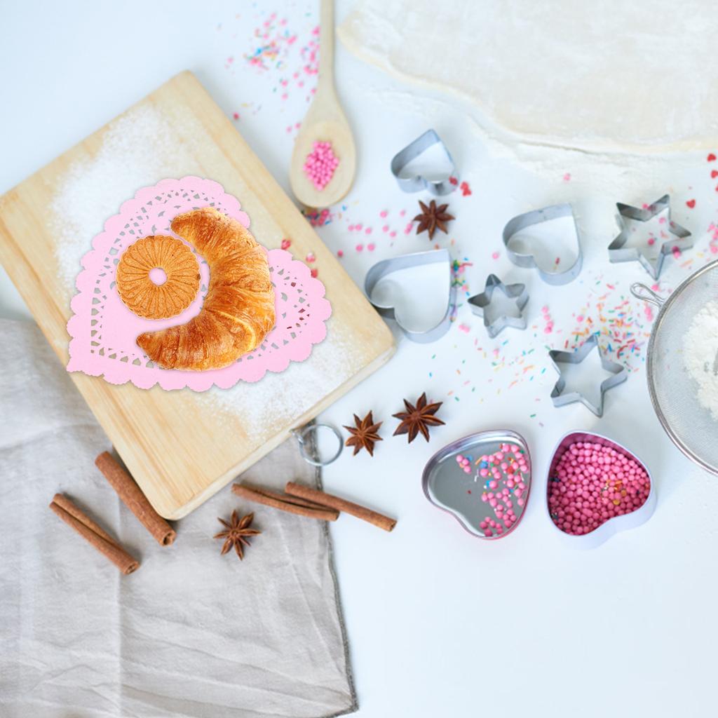 100 Stück Platzset Rund Platzsets Herzförmige Papierspitzen Untersetzer Getränke Kleine Teller Modern für