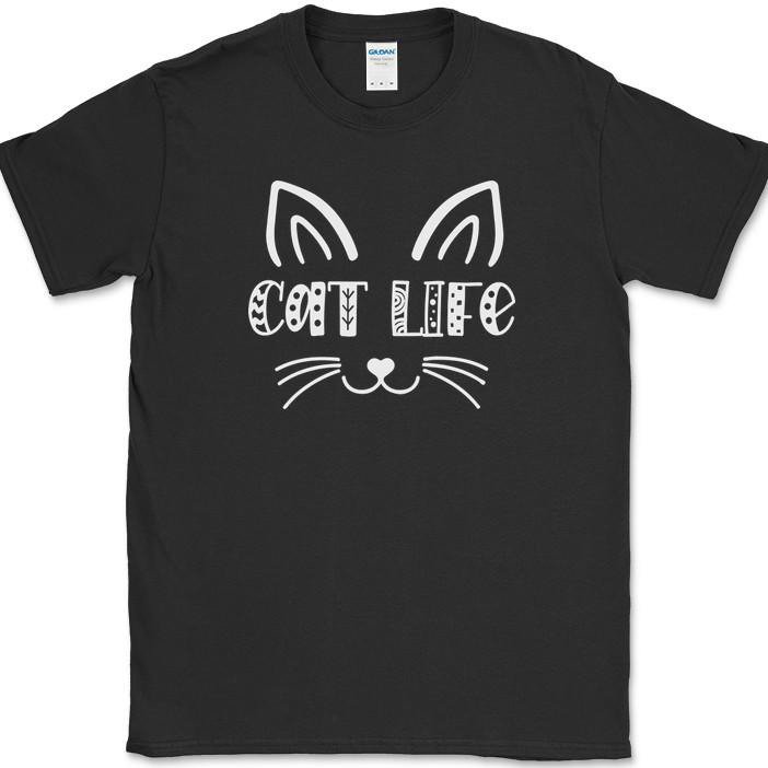 Cat Life T-Shirt Funny Kitten Animal Pet Humor Gift Novelty Text Tee XXL