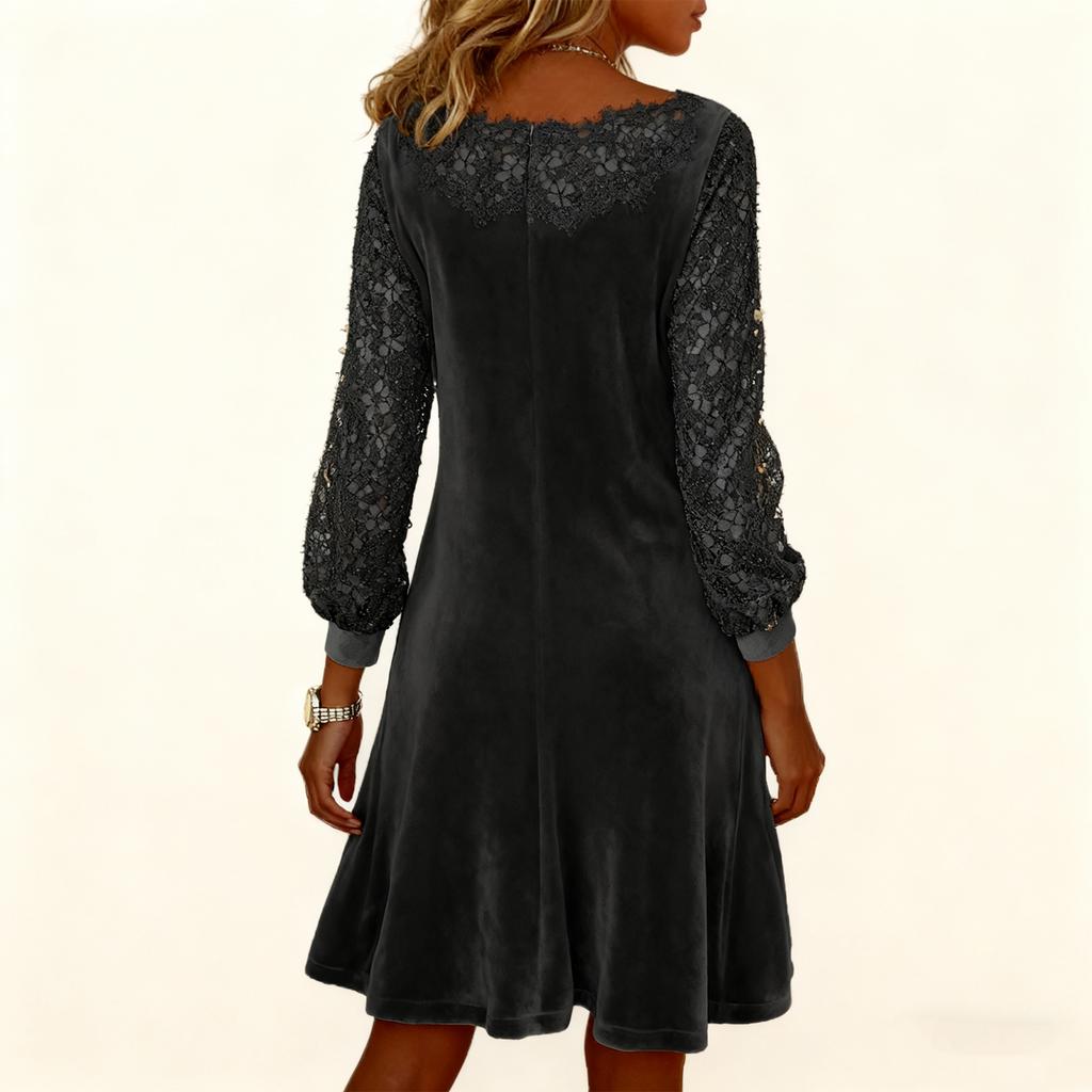 Ladies' Fashionable Casual Sequin Splicing Long Sleeved Fashionable Sexy Temperament Dress