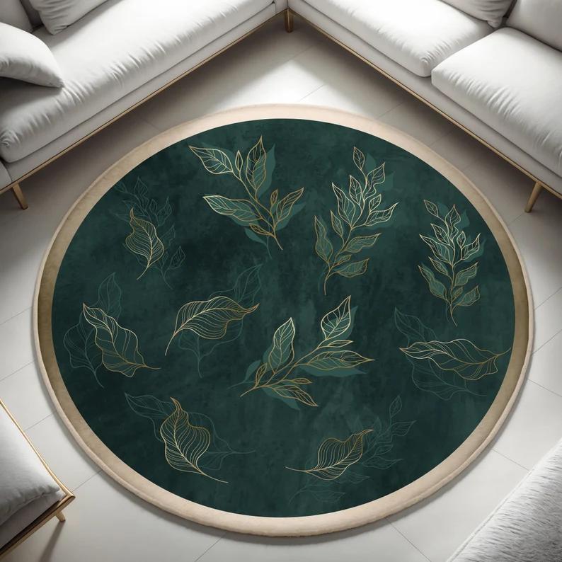 Vintage Bordo Perzisch Bloemen Rond Tapijt Antislip Wasbare Mat Voor Woonkamer 40x40cm