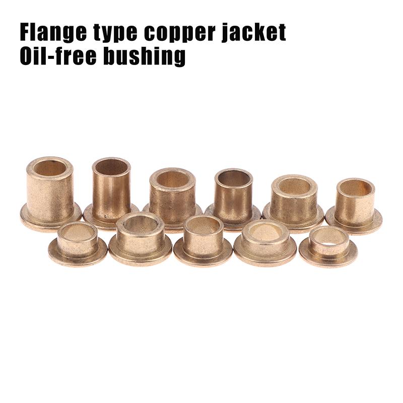 5Pcs 8MM Inner Diameter Powder Metallurgy Oil Bearing With Edge Step Shoulder Flange Bushing Copper Sleeve