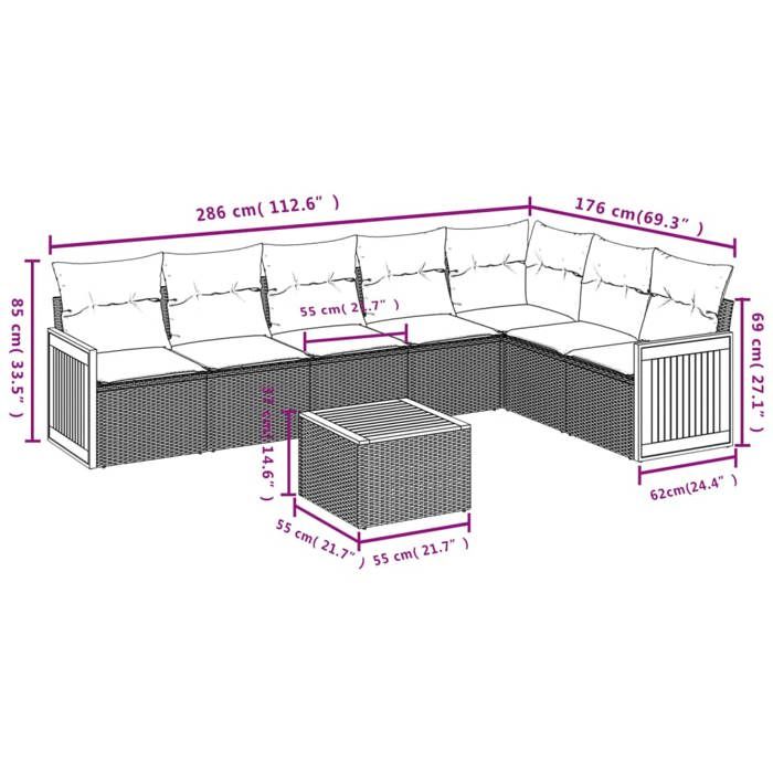 VidaXL Garden Lounge Set with Cushions 8 Pcs, Patio Sofas, Patio Furniture Set, Outdoor Furniture, Grey 3260121