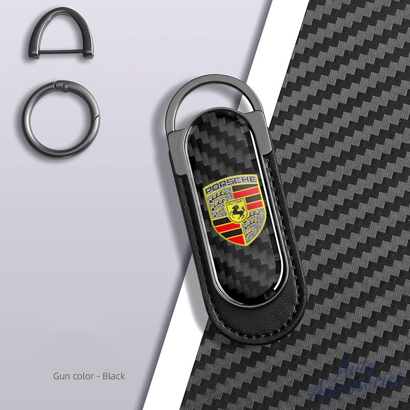 Kohlefaser Auto Styling Schlüsselanhänger Kreativer Auto Schlüsselanhänger Ring Anhänger Für Porsche Panamera Macan Boxster Cayman Cayenne 911 718 wzsh67