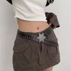 Rivet Y2k Style Waist Belt Wide Side Trouser Decoration Retro Star PU Leather Belt  Female/Girls