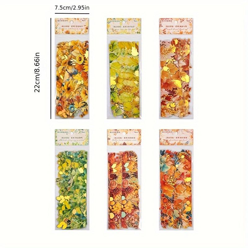 15 Stück Herbstpflanzenblatt- und Fruchtaufkleber Selbstklebende Scrapbook-Abziehbilder Unregelmäßige Formen für Telefon, Laptop, DIY-Bastelarbeiten, Dekorative Aufkleber mit Herbstthema
