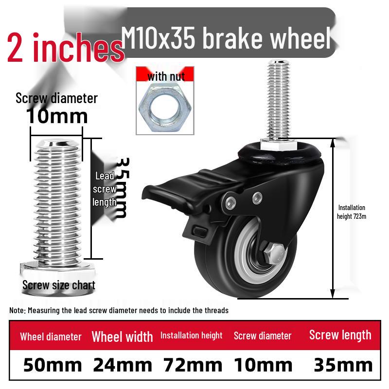 Silent Swivel Casters with Inch Threaded Rod & Double Bearings