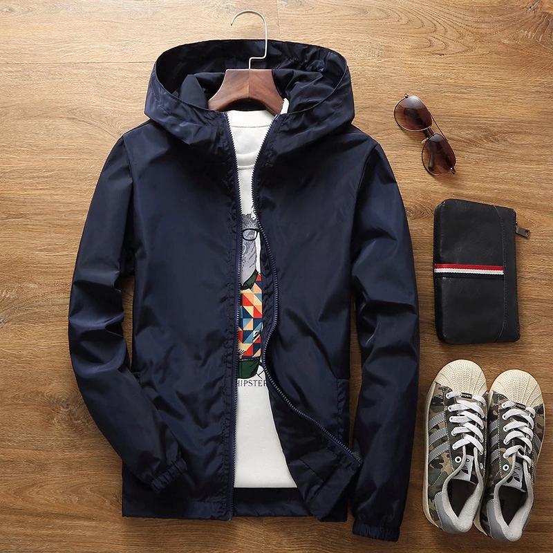 Men's Casual Coat Spring Autumn Bomber Jacket Hooded Windbreaker Sport Running Jackets Men