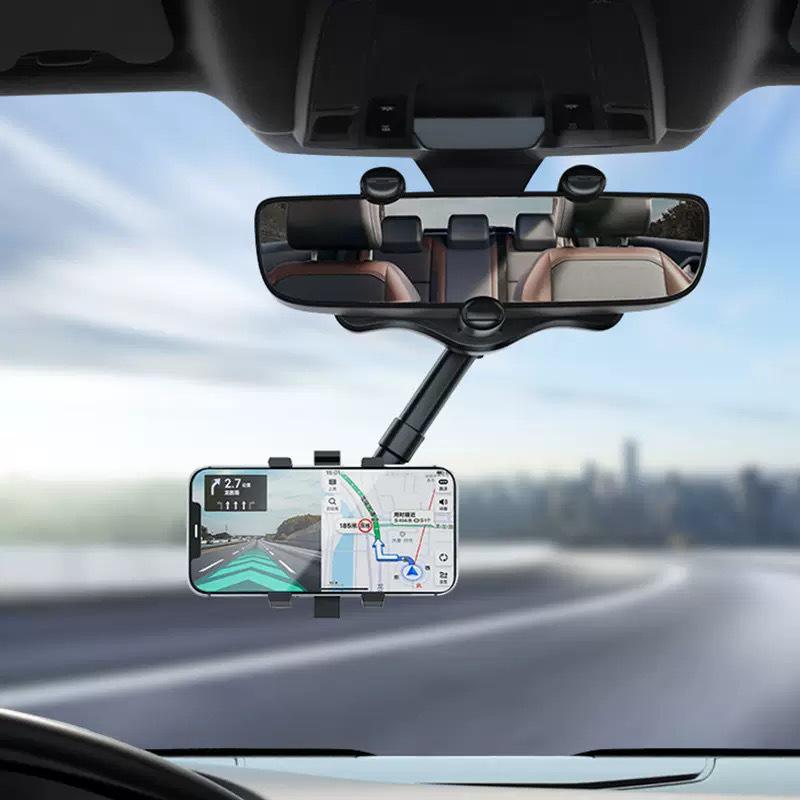 Universal 360° Rotating Rearview Mirror Phone Holder for Cars & Trucks