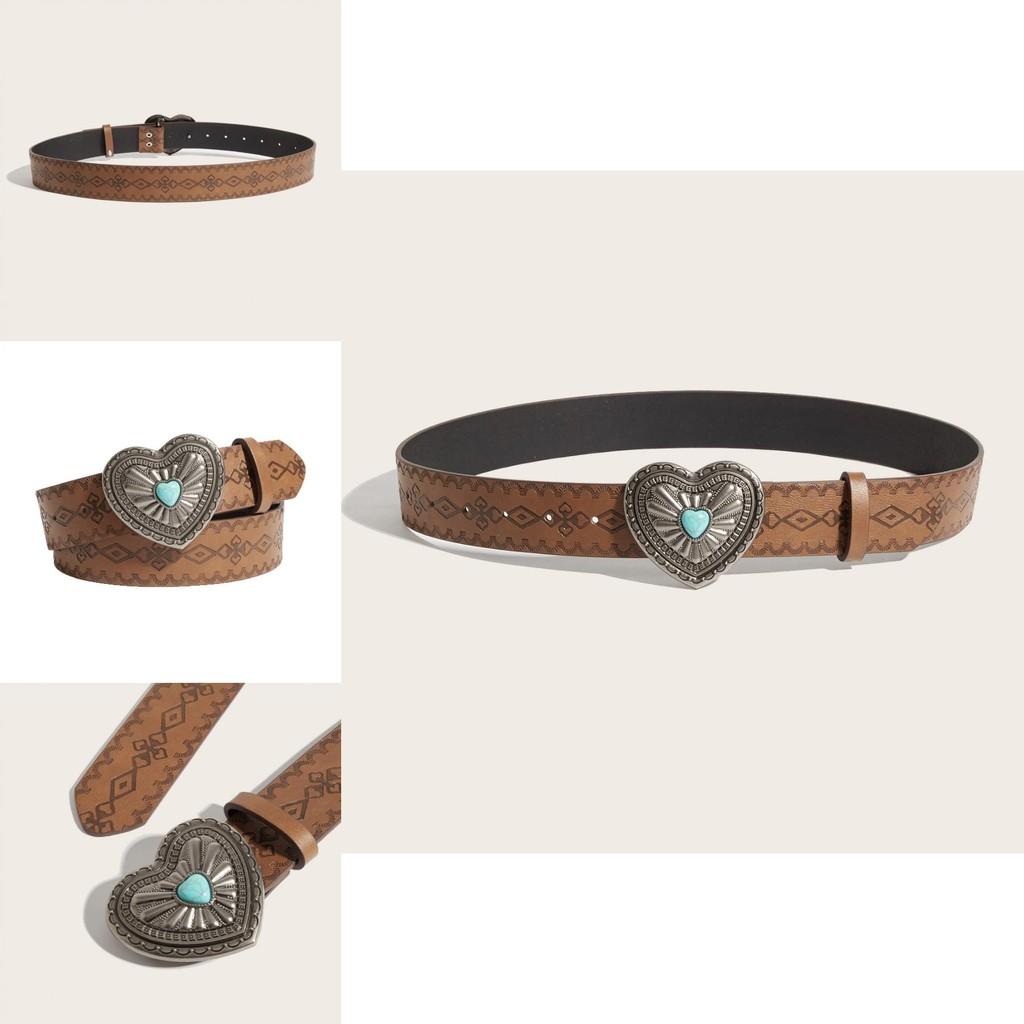 Heartshaped Metal Clip Designer Belt With Perforated Pattern For Casual Wear