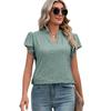 Sommer Damen T-Shirt V-Ausschnitt Rüschen Fly Ärmel lose Kurzarm Top
