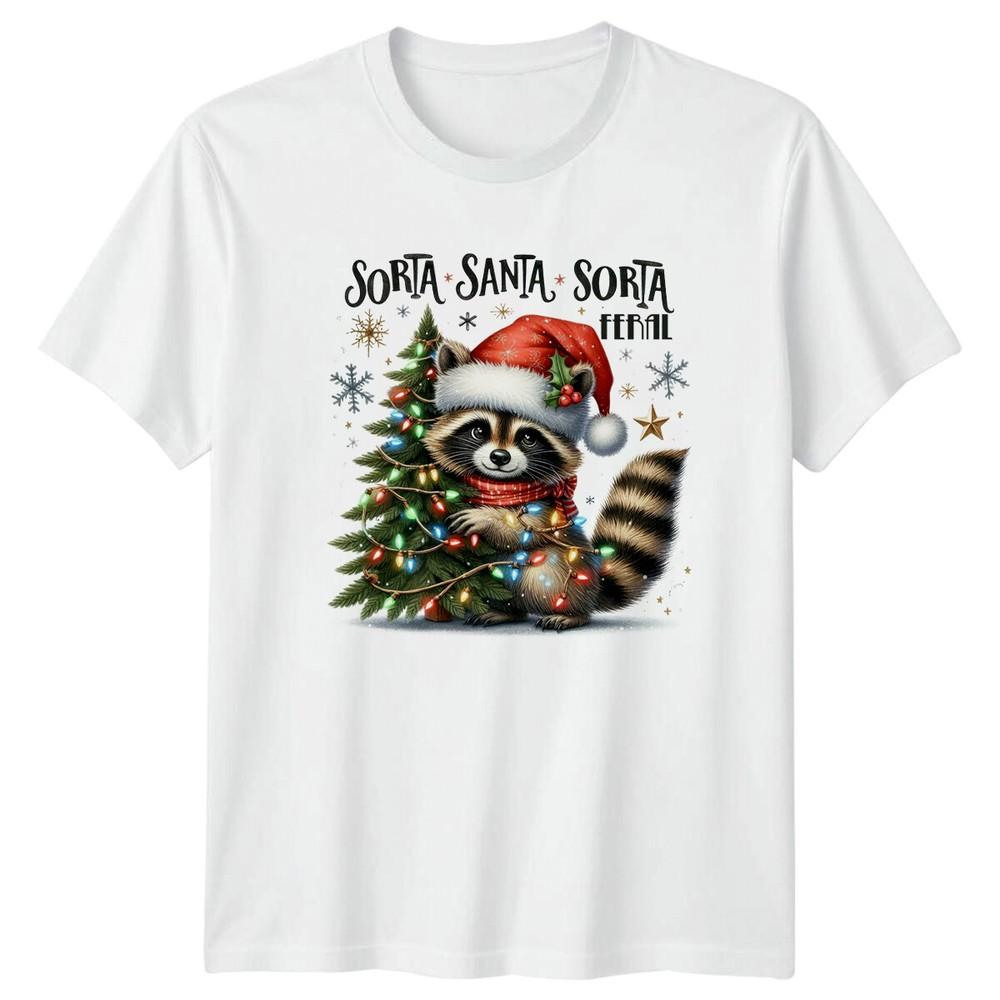 Sorta Santa Sorta Feral Raccoon Christmas Tree TShirt Funny S
