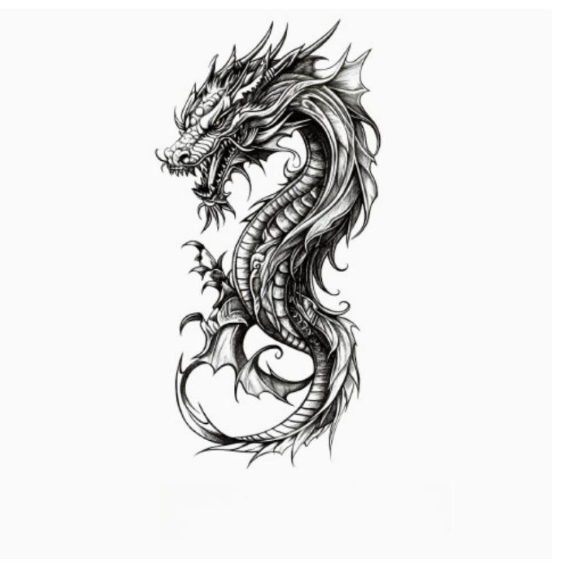 Waterproof Dragon Pattern Tattoo Stickers Men'S Temporary Tattoo Stickers Fake Tattoo For Women Hand Arm Chest Body Art