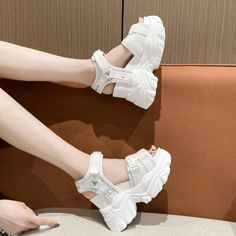 Fashion Women Leisure Chunky Platform Sandals Peep Toe 11CM High Heels Gladiator Goth Slippers Woman Fashion Trendy Summer Beach Sandals