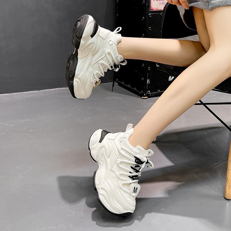 Fashion Women's Shoes 2025 Mesh Women's Vulcanize Shoes Outdoor Breathable Women Sneakers Solid Lace-Up Platform Ladies Casual Sneakers