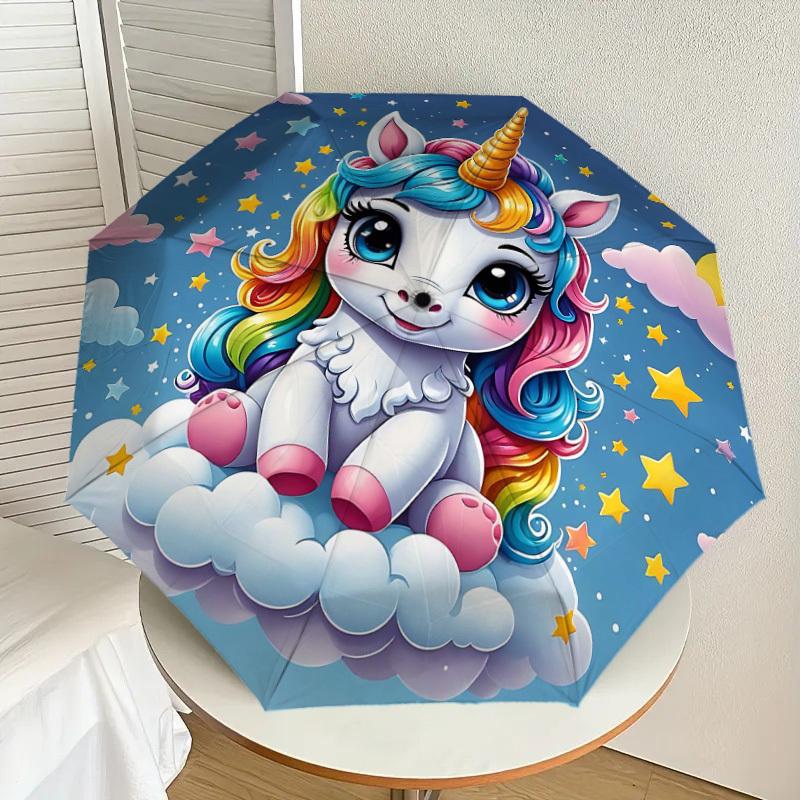1PC Unicorn Cloud Umbrella-8-Rib Reinforced Portable Folding Travel Suitable for All Seasons Outdoor Daily Use Is an Ideal Choice -F389
