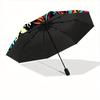 1pc Ocean Dragon Automatic Open/close Folding Compact Umbrella, 8 Rib Sturdy Canopy, Lightweight Portable, Everyday Use, Gift,,140