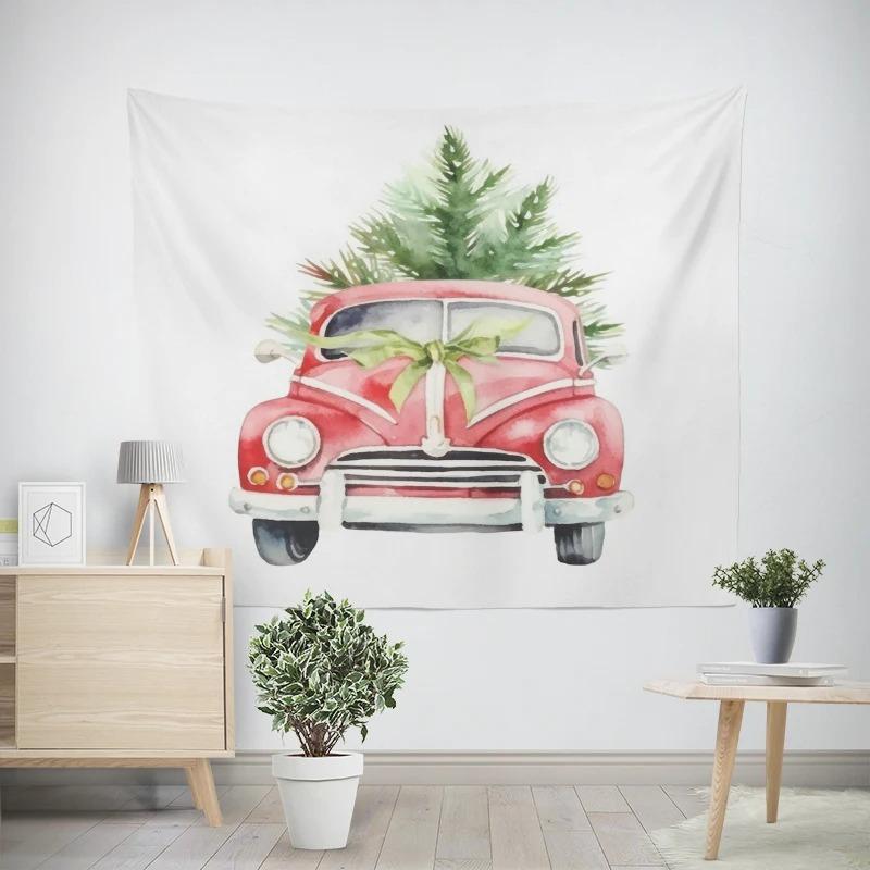 Christmas New Year White Bearded Santa Claus Pattern Living Room Bedroom Decorative Tapestry