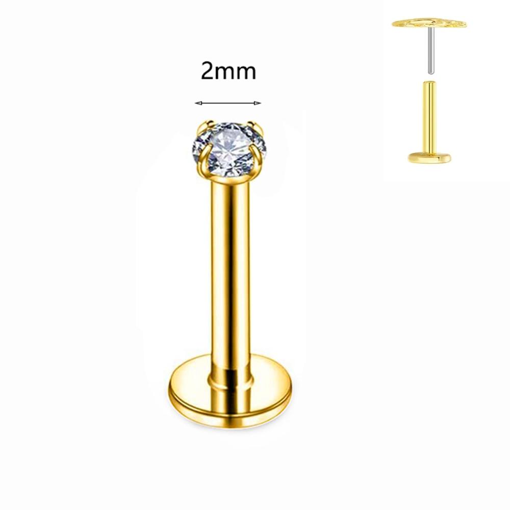 ASTM F136 G23 Titanium Labret Piercing Starfish Earring Stud Bee Leaf Push In CZ Threadless Cartilage 16/18/20G Body Jewelry