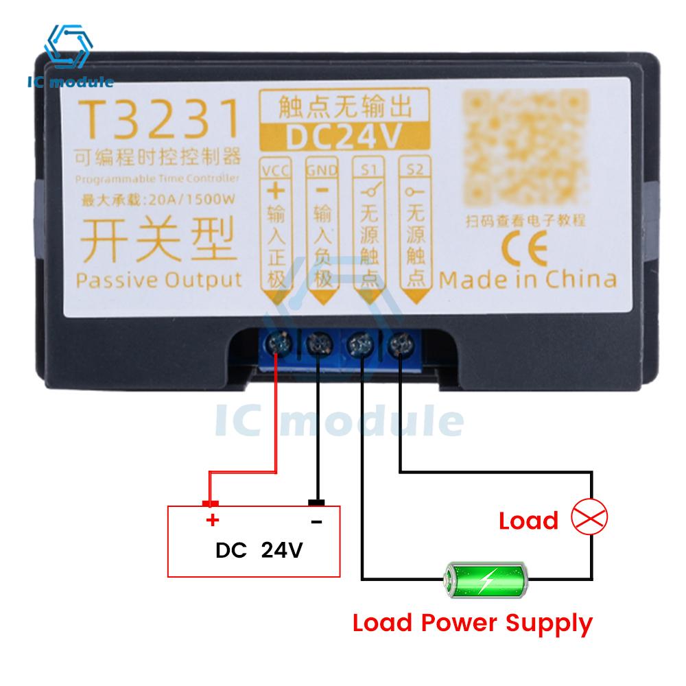 T3231 DC 12V 24V AC110-220V Digital Time Delay Relay Module Cycle Delay Timer Red Blue Dual LED Display Timing Relay Switch