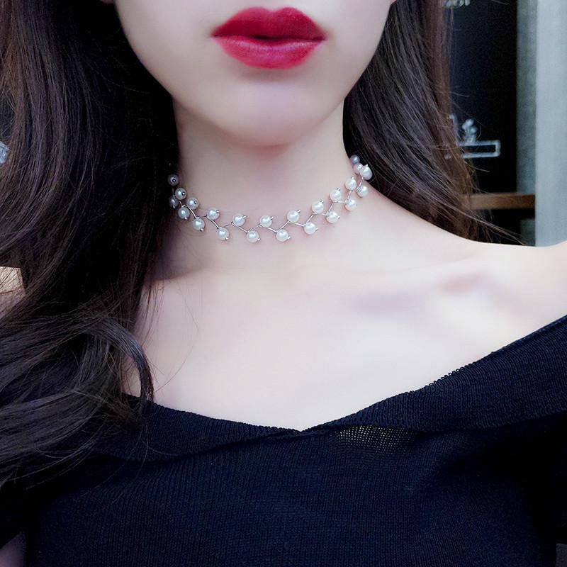 Imitation Pearl Choker Fairy Women Necklaces Korean Pearl Pendants Collar Trend Neck Jewelry Party Neck Decoration