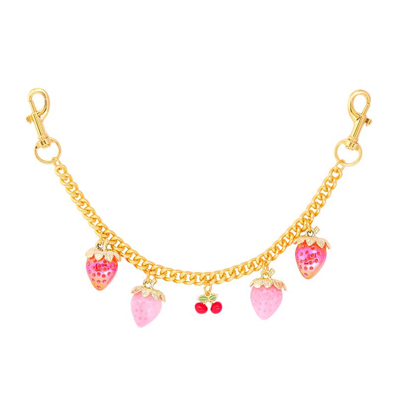 

Женский DIY Розовый Подвеска-брелок в виде клубнички Изысканный брелок с вишенкой Шарм для школьной сумки студента Подарок на День матери Аксессуар для сумки