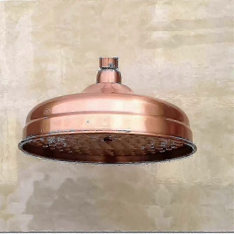 Copper Shower Head, 20cm (8 Inch) Diameter, High Pressure Fixed Shower Head With Adjustable Angle Shower Head Rain Shower Head - Gold - W