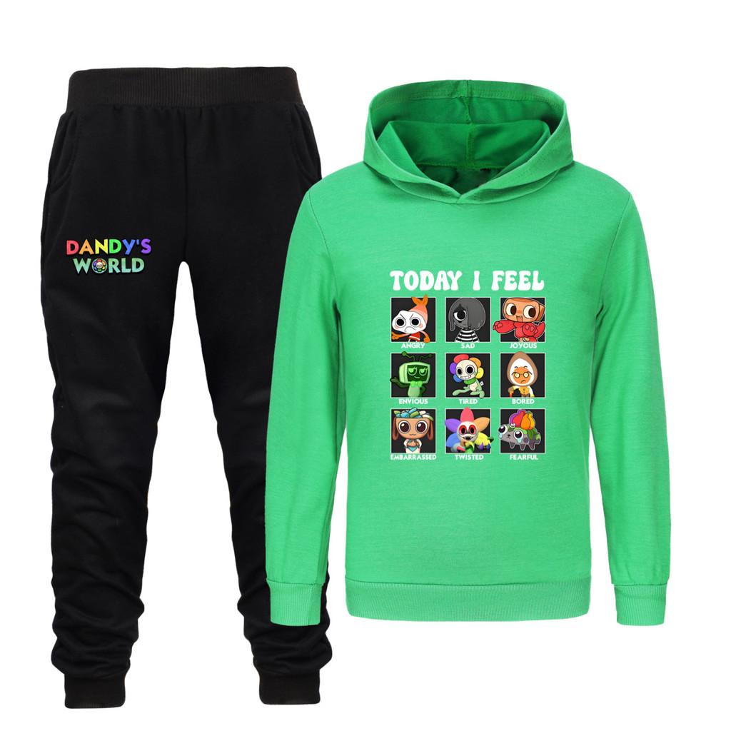 5405 Fashion Casual Kids Boys Girls Dandy World Printed Long Sleeves Hoodies Trousers Clothes Set