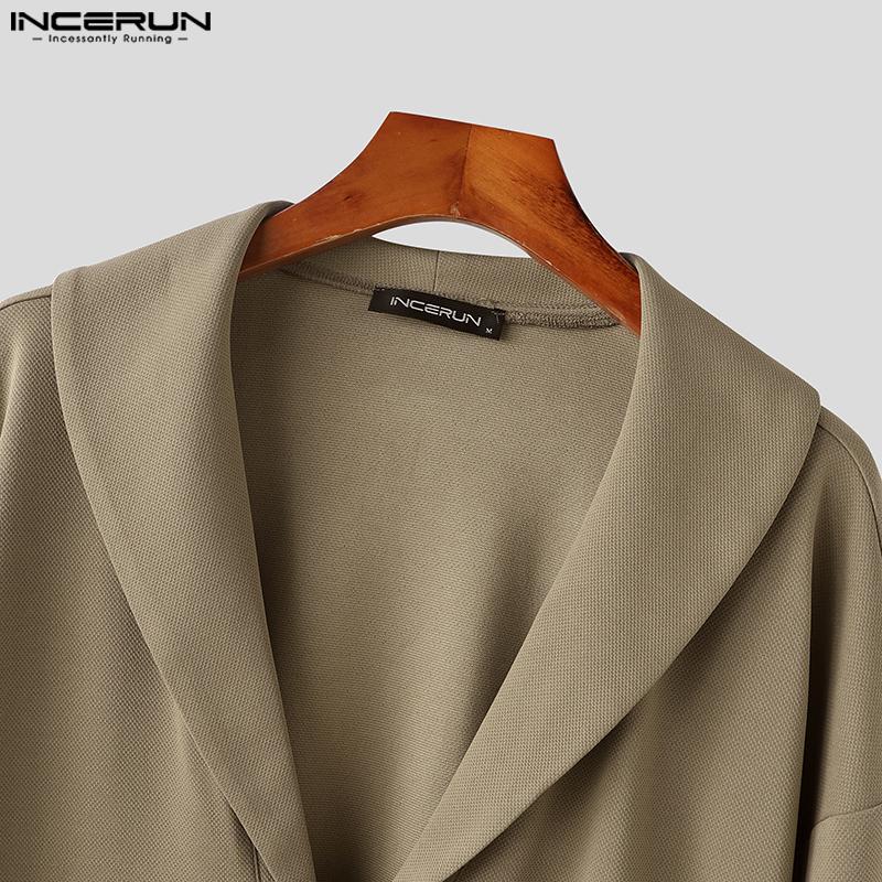 INCERUN Podzimní pánské pulovry s dlouhým rukávem hluboké V klopy Volné mikiny