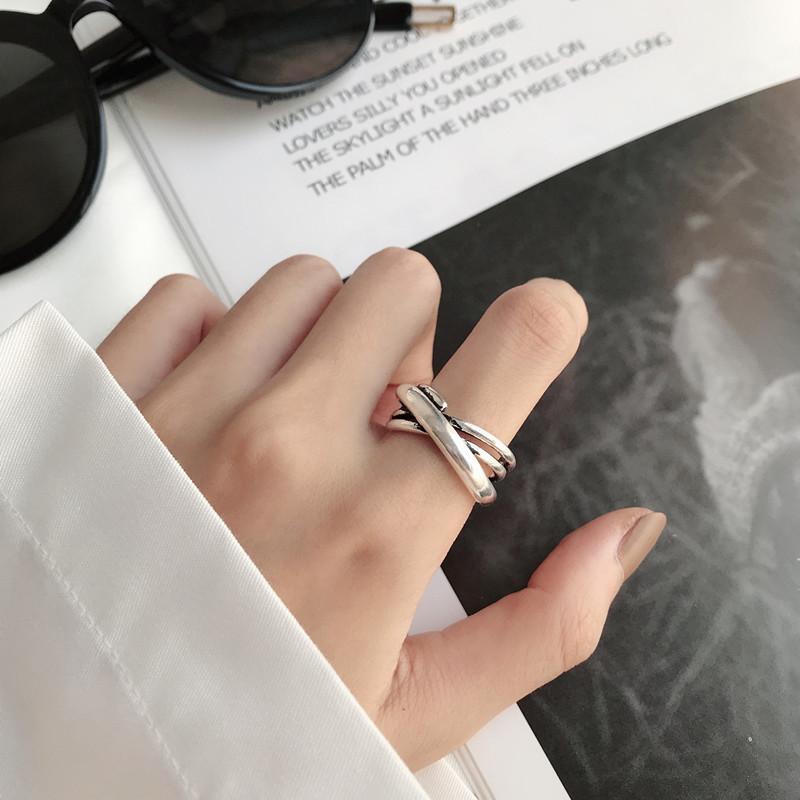 PANJBJ 925 Sterling Silver Texture Ring For Women Hollow Out Minimalism Vintage Jewelry Gift Dropshipping