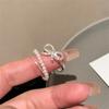 Elegant Irregular Heart Bow Open Ring For Women Girls Punk Gothic Sliver Color Adjustable Couple Rings Y2K Female Fashion Jewelry Gift