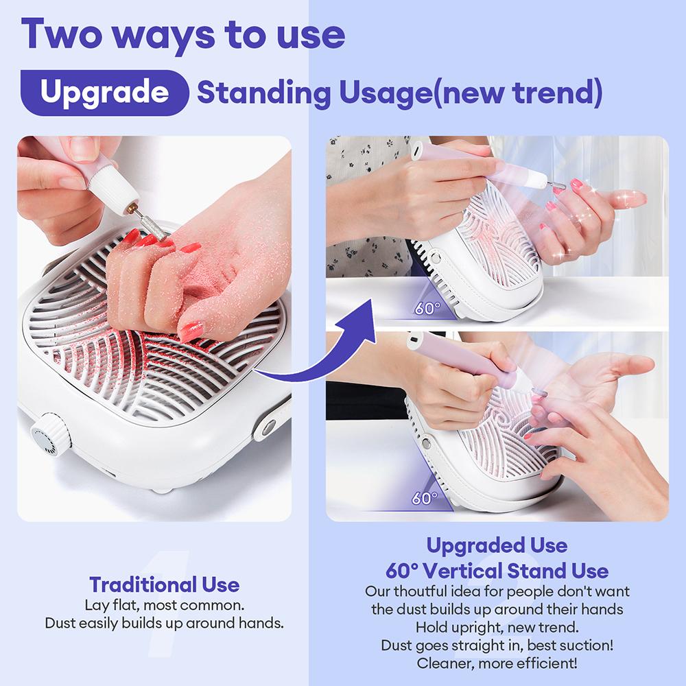 Turbine Brushless Nail Dust Collector 5300PRM Powerful Nail Dust Collector Nail Art Manicure Fan Vacuum Cleaner With 2 Filter