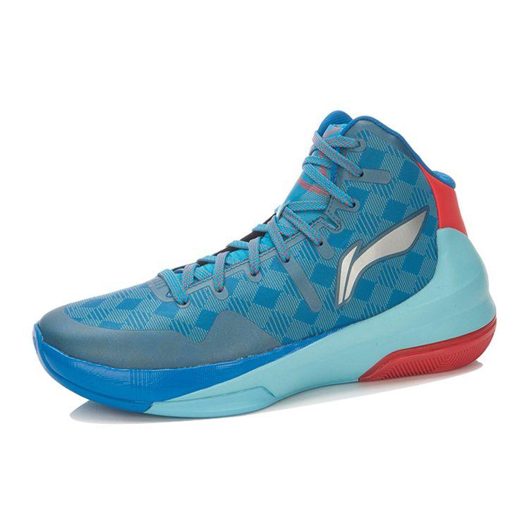 Li Ning Flash 3 Fabric TPU Shock Absorption Non-Slip Wear-Resistant Breathable Support High-Top Basketball Shoes Unisex Sneaker Blue Red ABAL039-1