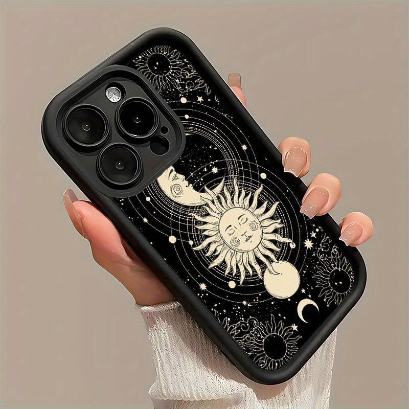Kreative Sonne Mond Muster Handyhülle Geeignet für iPhone 17 16 15 14 13 12 11 Pro/Max/Plus Sturzfest und Stoßfest