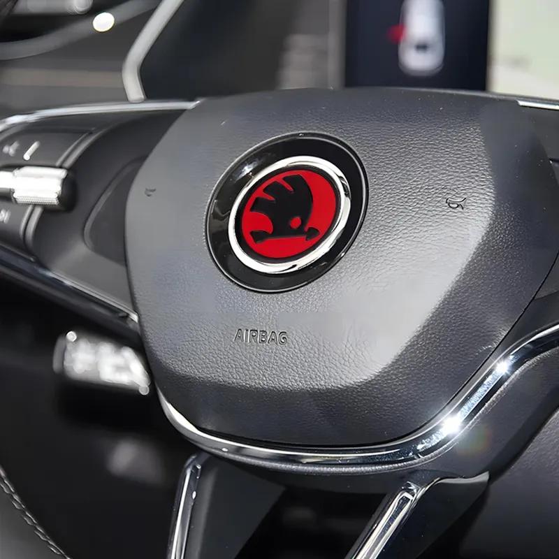 Επίσημα Εμβλήματα Τιμονιού Αυτοκινήτου από Κράμα Αλουμινίου 43/44mm για Skoda Rapid Spaceback Superb Octavia Rapid Fabia Αξεσουάρ Εσωτερικού Αυτοκινήτου