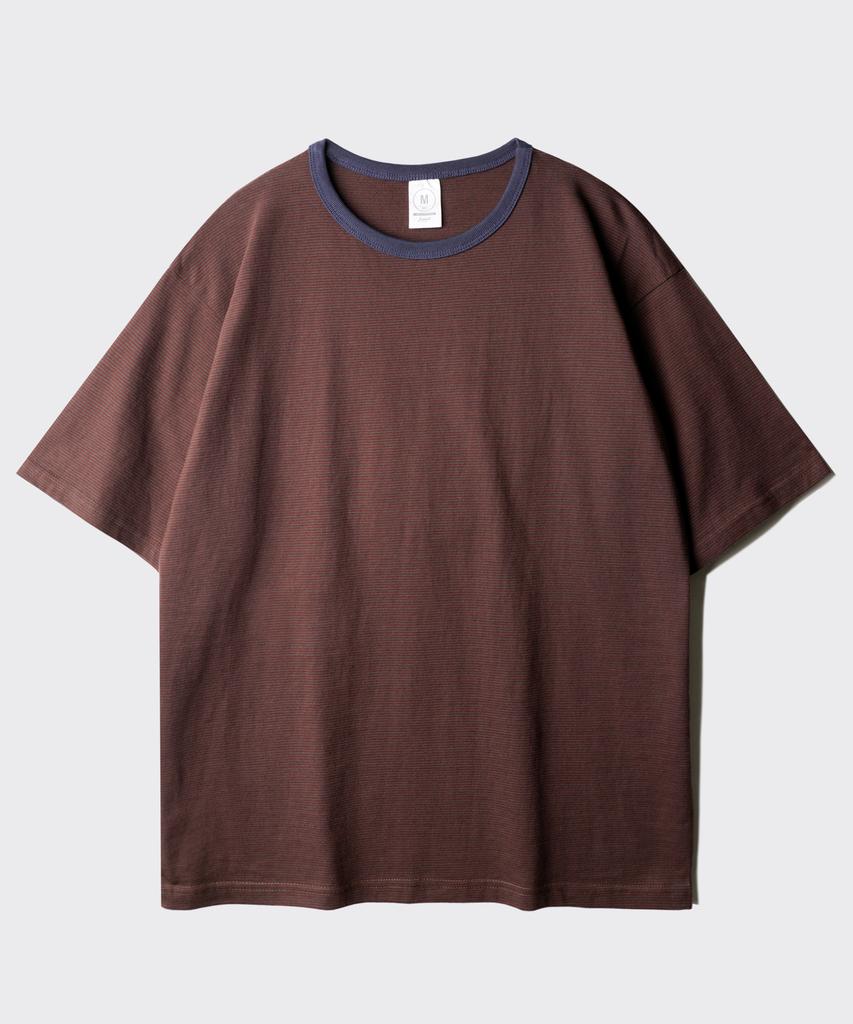 JEMUT Proper Striped Short Sleeve T-Shirt Vintage Brown Oyst2637