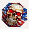Amerikanische Flagge Totenkopf Buntglas FensteraufkleberRegenschirm, Tragbarer 3-fach Kompakter Regenschirm, Weihnachtsgeschenk ES649