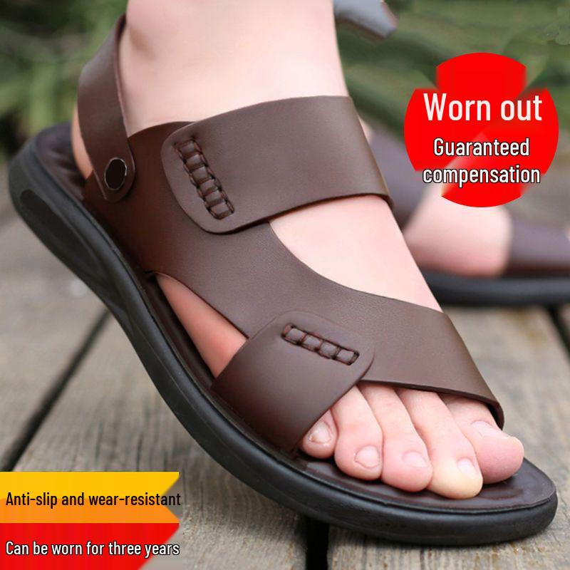 High-End Men's 2025 Trendy Dual-Use Sandals: Non-Slip, Casual, Summer Beach & Driving Slippers for Outdoor Wear.