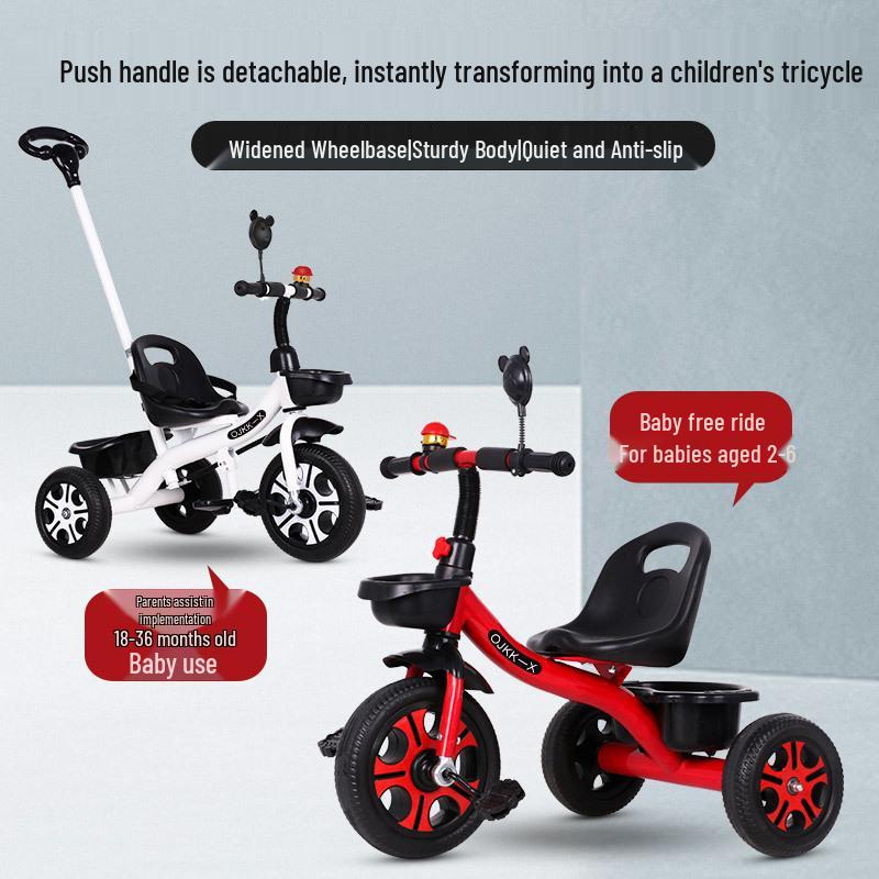 Large Size Tricycle for Kids 1-6 Years - Convertible Baby Stroller & Pedal Bicycle for Kindergarten