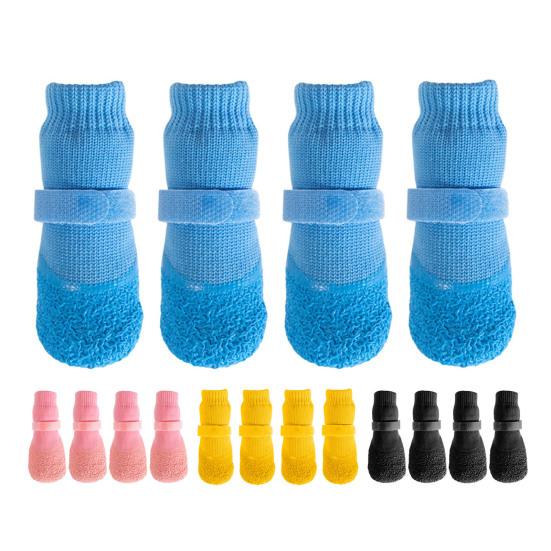 4 Pcs Dog Shoes for Small Dogs, Soft Anti-Slip Puppy Boots Paw Protectors for Hot Pavement, Hardwood Floors, Winter Snow Hiking