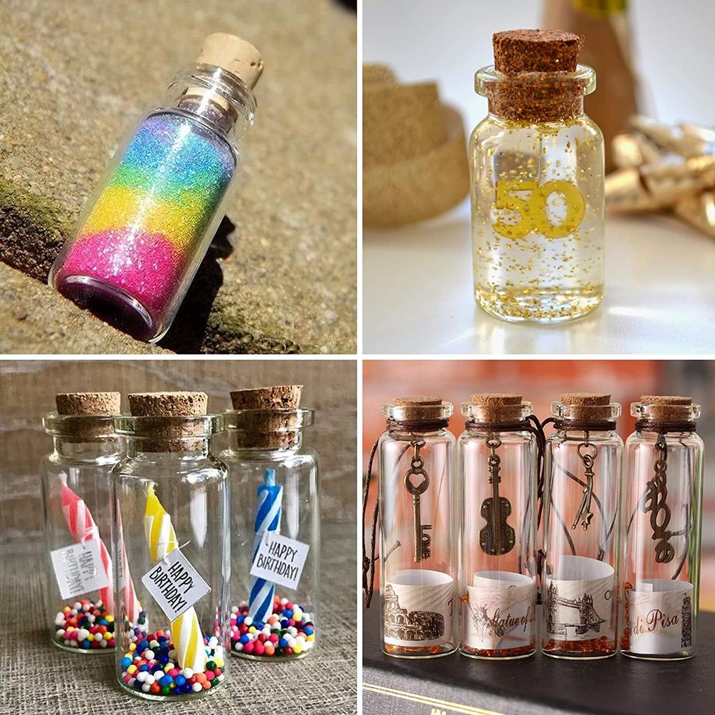 1/5/7/8/10/12/15/20ml Mini Clear Glass Bottles with Cork Stoppers Message Wishing Drifting Bottle Empty Spice Bottle Jars Gifts
