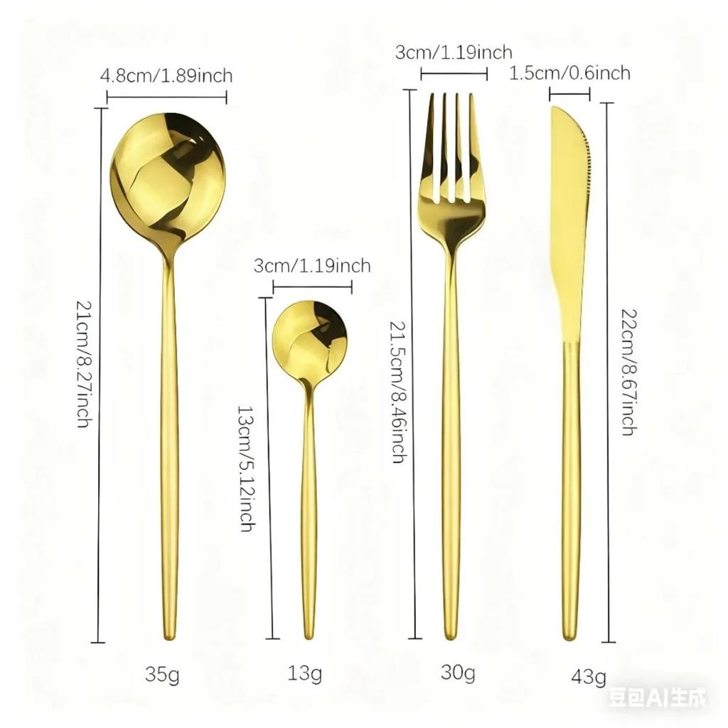 Silberbesteck Besteckset 24 Teile Edelstahl Tafelgeschirr Set Haushaltsbesteck Gabeln und Löffel Tägliche Notwendigkeiten Service für 6