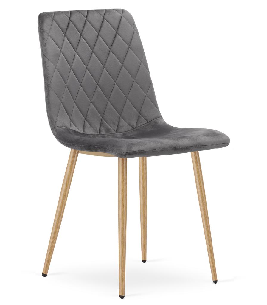 Turin Chair - Dark Grey Velvet / Wood-Coloured Legs X 2