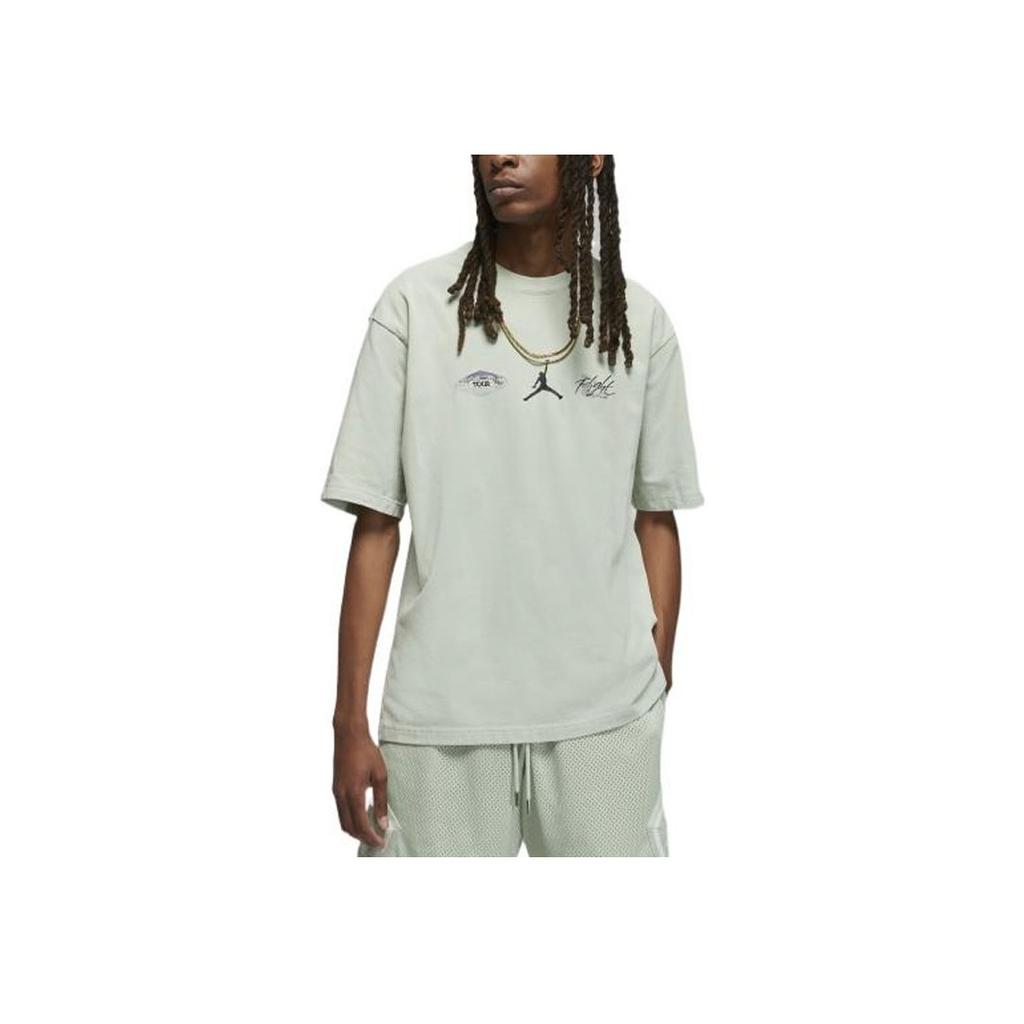 Jordan Character Letter Print Casual Crew Neck Short Sleeve T-Shirt Men Tops Aqua-Blue DM1445-017