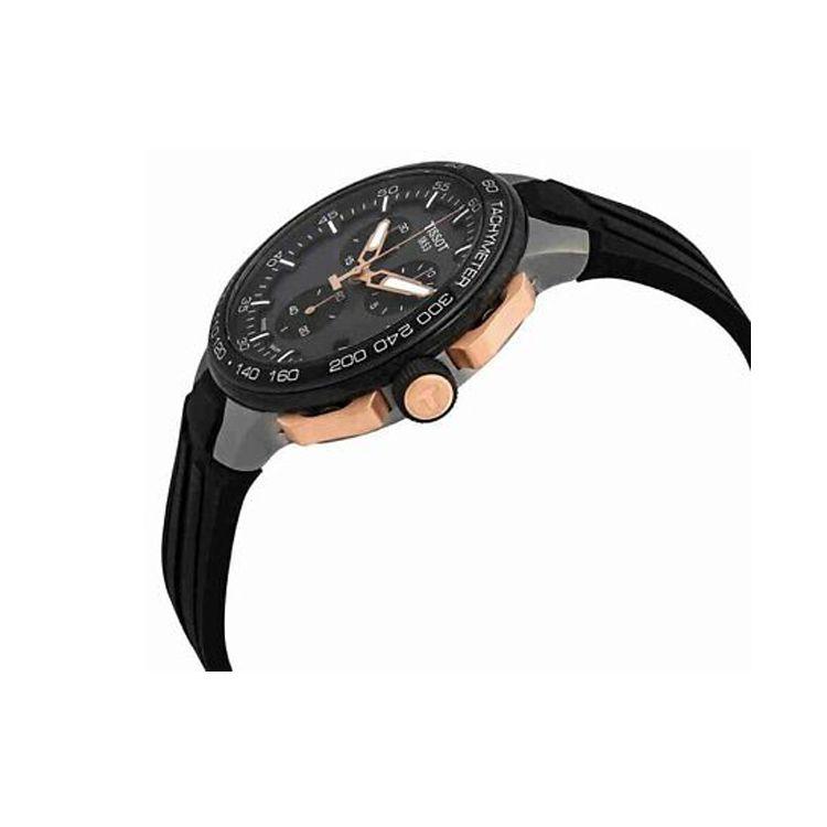 Tissot Racing Series Quartz Movement Three Eyes Luminous Date Display Watch Men watches Black Steel Silicone T111.417.37.441.07